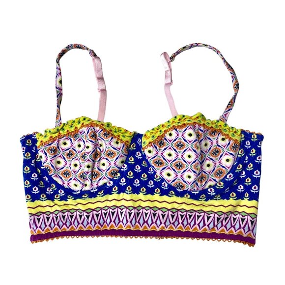 Anthropologie Colorful Pinkerton Bra Removeable Straps Pattern Underwire Sz 34B - Picture 1 of 9